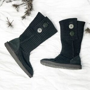 UGG Classic Cardy Knit Boots - Black - Women’s Size 4